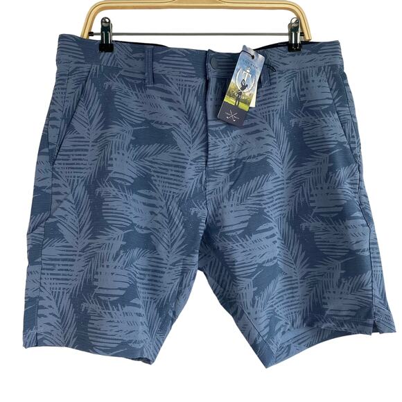 Tee Time Tropical Golf Shorts Men 36 Blue Comfort Waistband 4-Way Stretch NWT - Picture 1 of 11